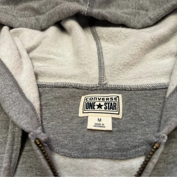Converse One Star Women's Gray Hoodie Sweatshirt Size M NWT Front Pockets Zip - Picture 5 of 14